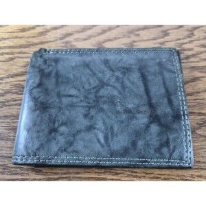 Buxton Mens Gray Genuine Leather Classic Bi-fold Wallet
